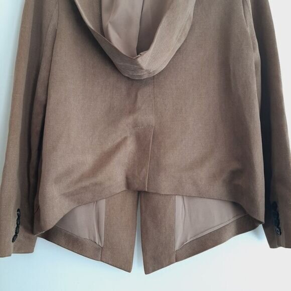 GARDE Linen Blend 100% Silk Lining Modern Asymmetric Full-Zip Jacket w Hood Sz S - Picture 6 of 16